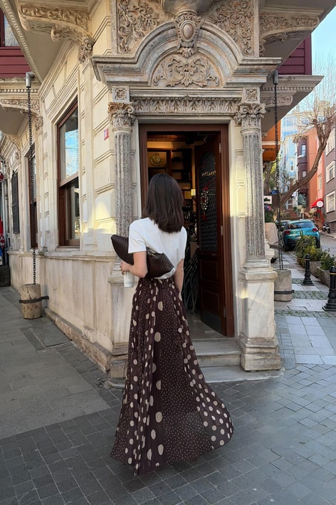 Puantiyeli Etek Kahve