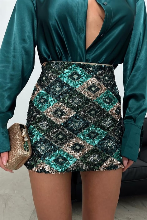 Pul Payet Colorful Mini Etek Yeşil