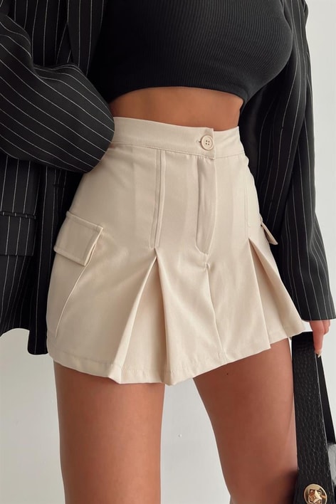 Yan Cep Şortlu Street Etek Taş
