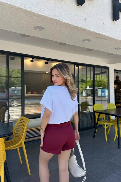 Yellow Şort Etek Bordo