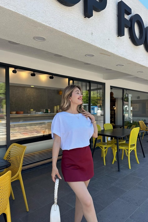 Yellow Şort Etek Bordo