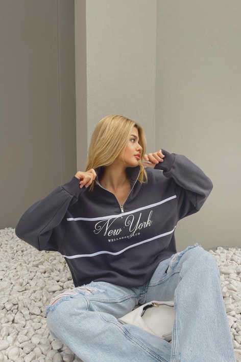 Fermuar Yaka NY Sweat Antrasit