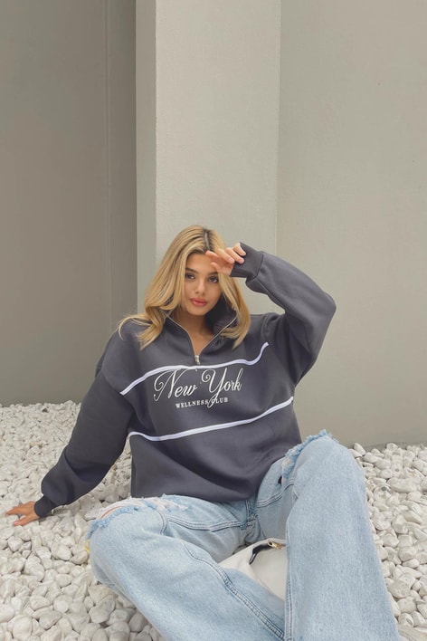 Fermuar Yaka NY Sweat Antrasit