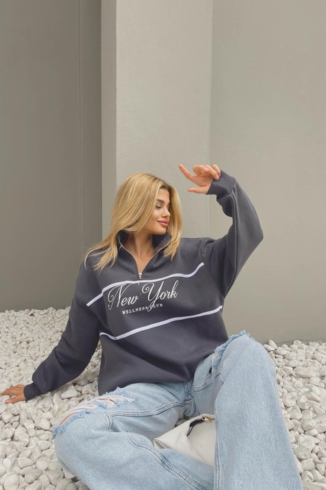 Fermuar Yaka NY Sweat Antrasit