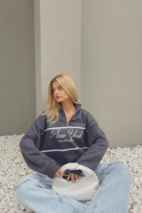 Fermuar Yaka NY Sweat Antrasit