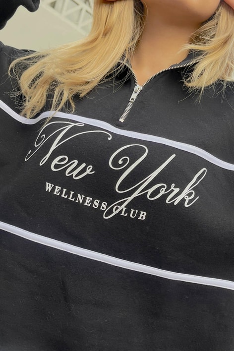 Fermuar Yaka NY Sweat Siyah