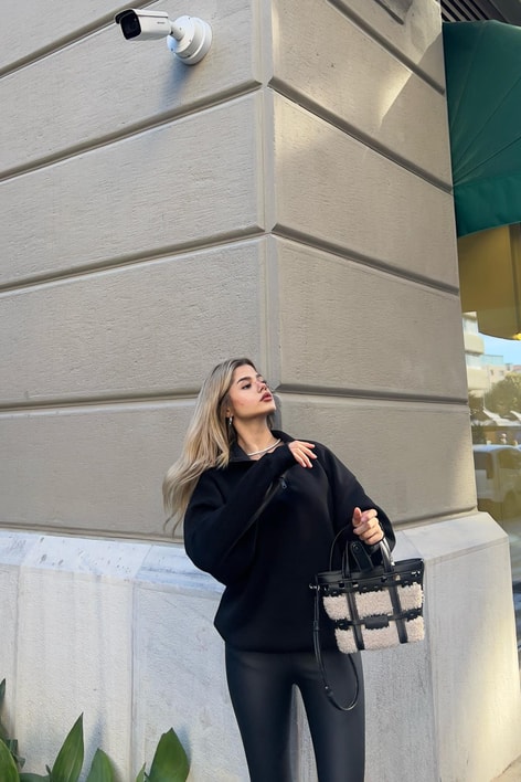 Fermuarlı Oversize Sweatshirt Siyah