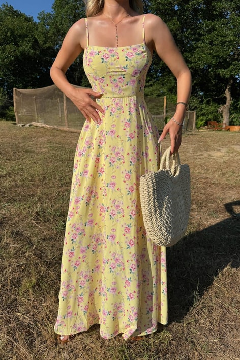 Askılı Jessica Elbise Sarı