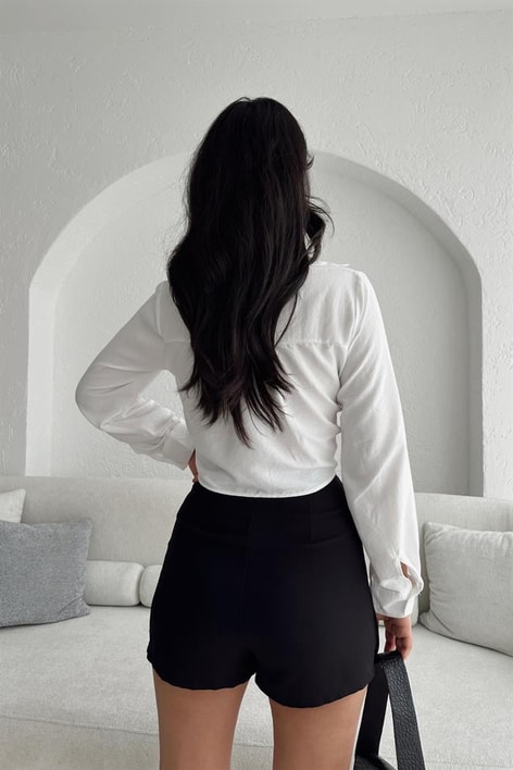 Bağlamalı Crop Fresh Gömlek Beyaz