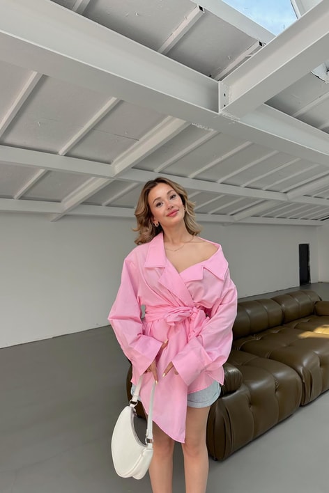 Bağlamalı Gömlek Pembe