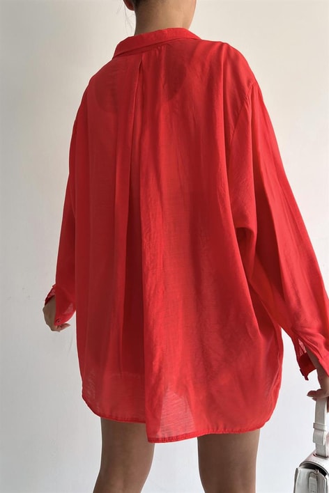 Balon Kollu Salaş Gömlek Kırmızı