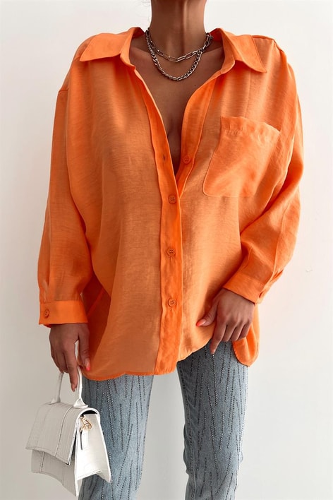 Balon Kollu Salaş Gömlek Oranj