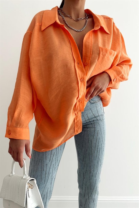 Balon Kollu Salaş Gömlek Oranj