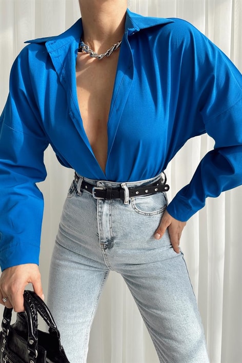 Basic Comfort Gömlek Saks Mavisi