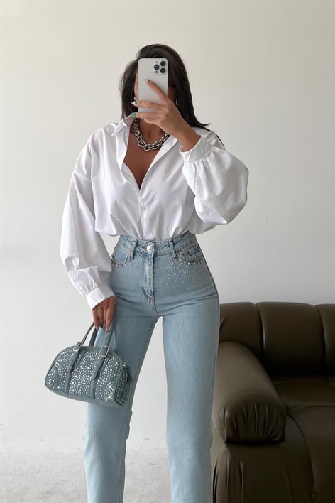 Basic Oversize Gömlek Beyaz