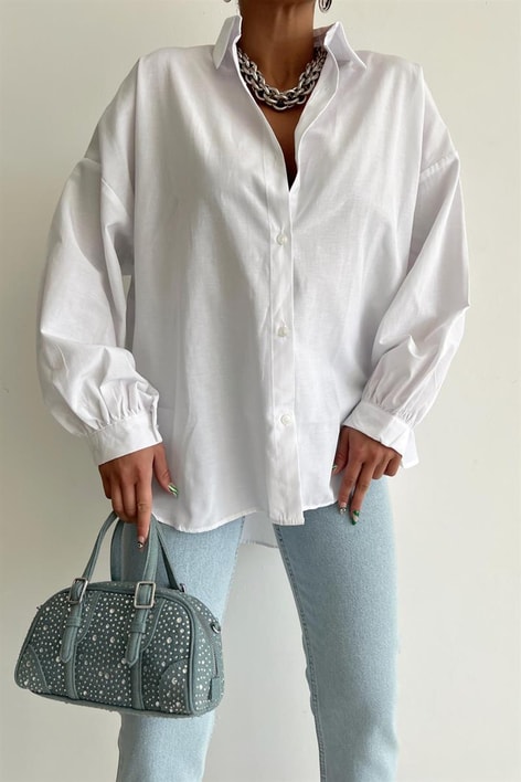 Basic Oversize Gömlek Beyaz