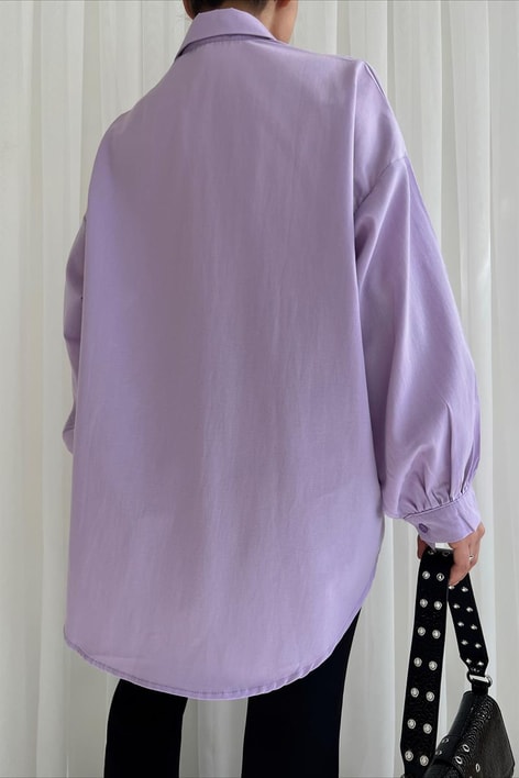 Basic Oversize Gömlek Lila