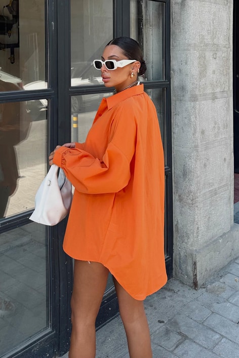 Basic Oversize Gömlek Oranj