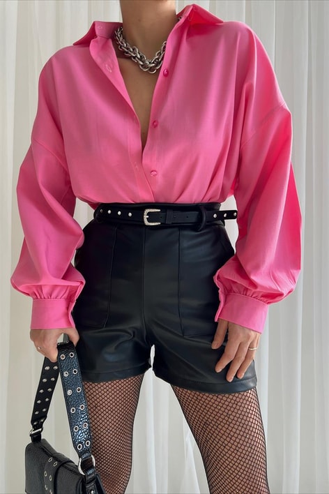 Basic Oversize Gömlek Pembe