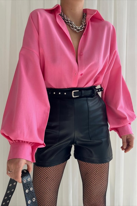 Basic Oversize Gömlek Pembe