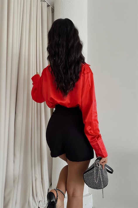 Basic Saten Gömlek Kırmızı