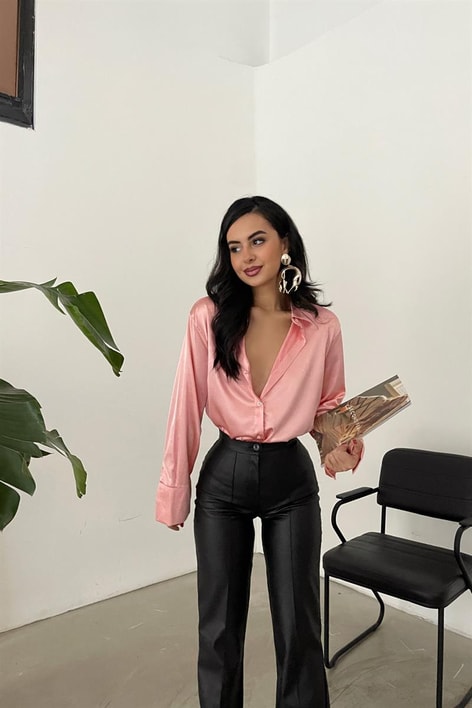 Basic Saten Gömlek Pudra