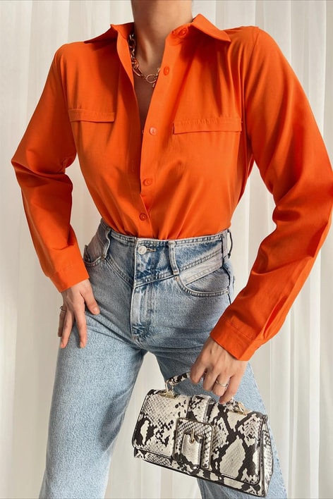 Basic Süs Cep Gömlek Oranj