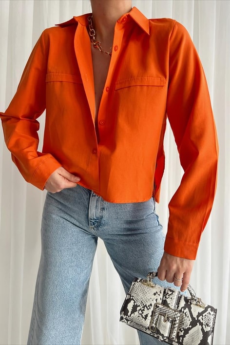 Basic Süs Cep Gömlek Oranj