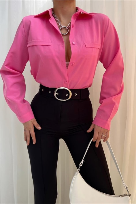 Basic Süs Cep Gömlek Pembe