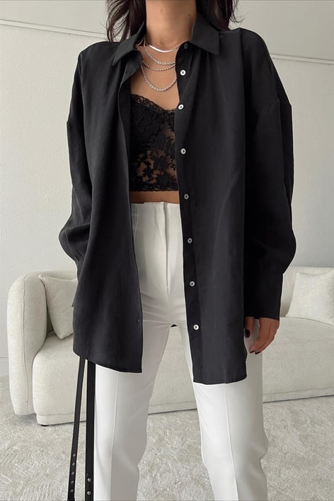 Beauty Basic Salaş Gömlek Siyah