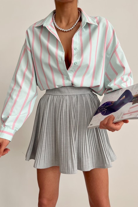 Çizgili Poplin Gömlek Mint