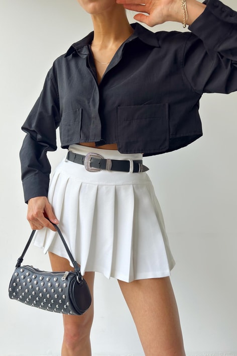 Crop Tasarım Gömlek Siyah