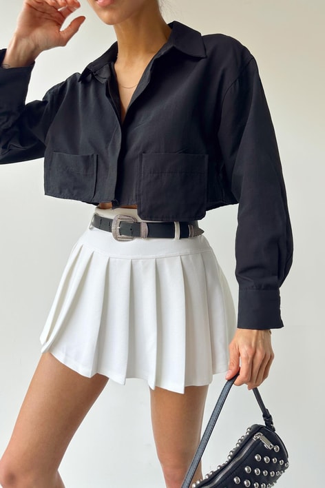 Crop Tasarım Gömlek Siyah