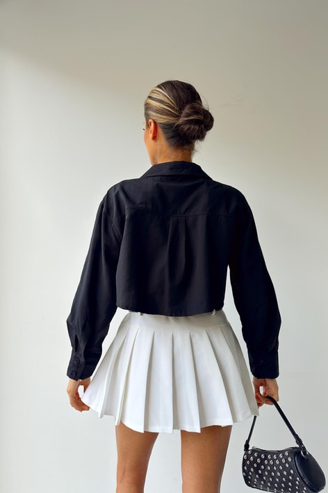 Crop Tasarım Gömlek Siyah