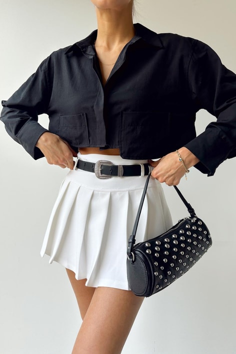 Crop Tasarım Gömlek Siyah