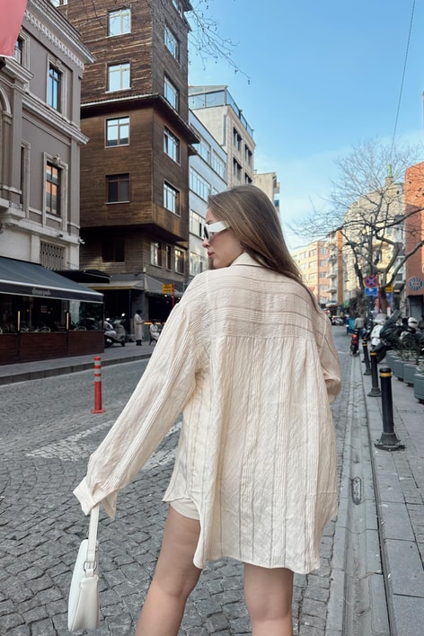 Daisy  Dokulu Gömlek Bej