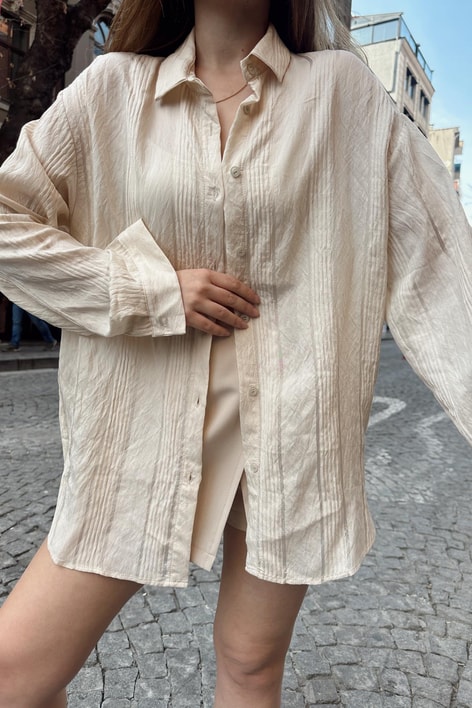 Daisy  Dokulu Gömlek Bej