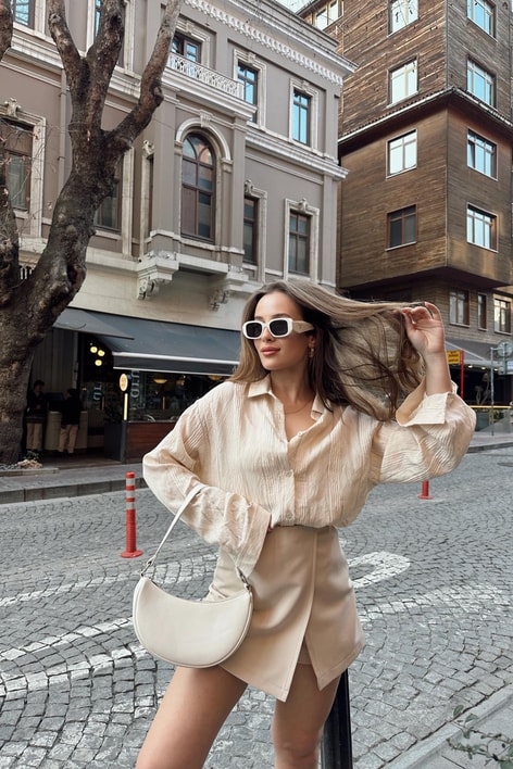 Daisy  Dokulu Gömlek Bej