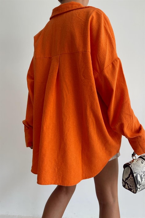 Ham Keten Salaş Gömlek Oranj