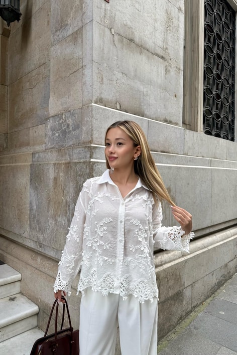 Helen Gömlek Beyaz