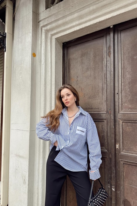 Jılsander Poplin Gömlek Lacivert