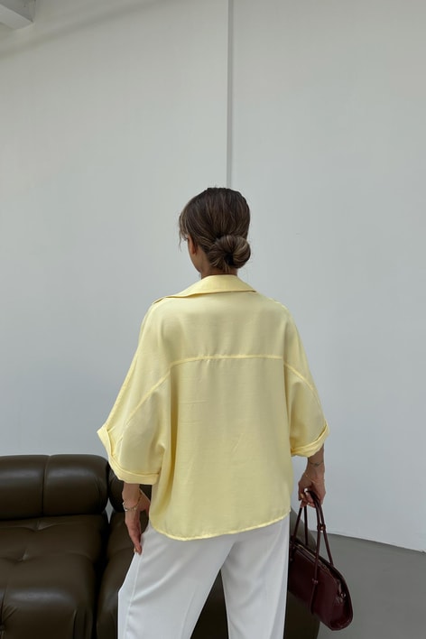 Keten Oversize Gömlek Sarı