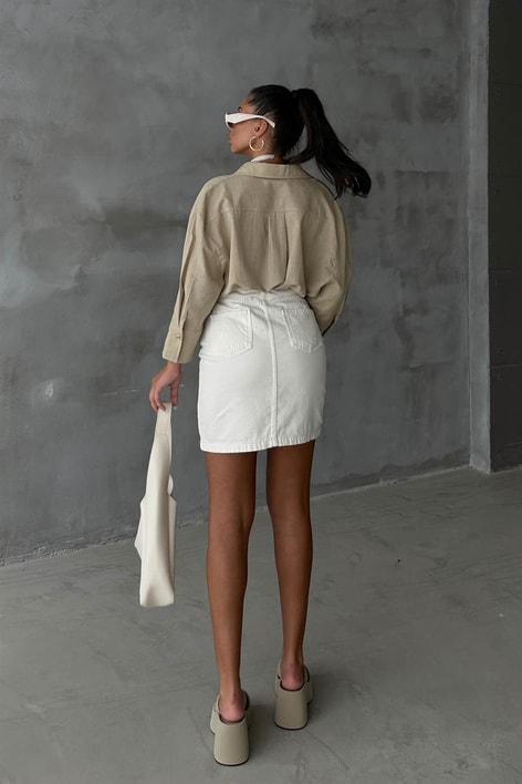 Keten Salaş Gömlek Bej