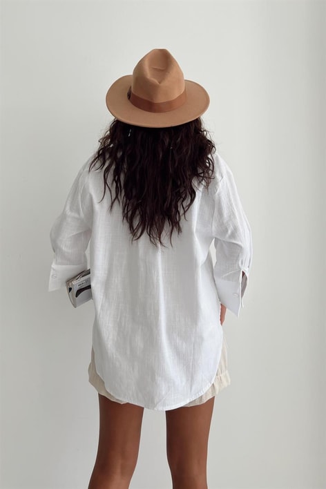 Keten Salaş Gömlek Beyaz