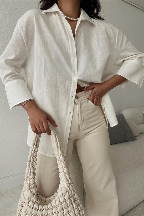 Keten Salaş Gömlek Krem