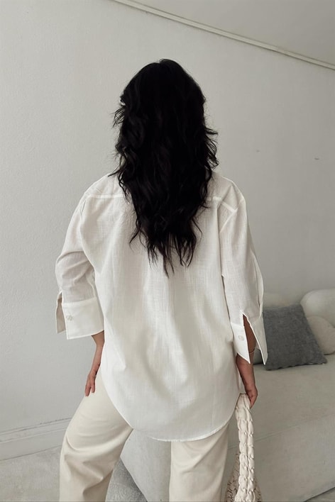 Keten Salaş Gömlek Krem