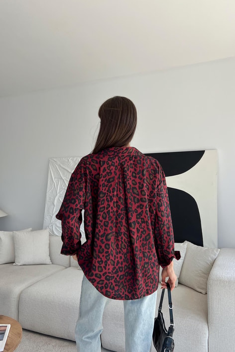 Leo Oversize Gömlek Bordo