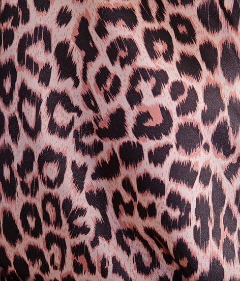 Leopar Desenli Saten Gömlek Kahverengi