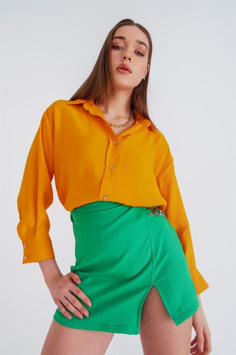 Loose Fit Basic Gömlek Oranj