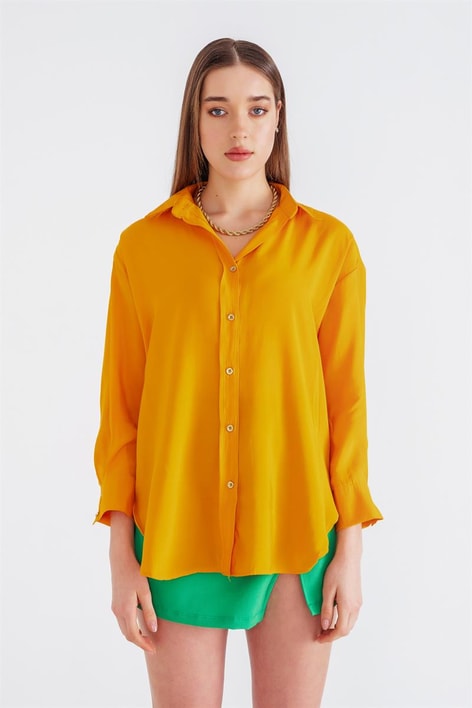 Loose Fit Basic Gömlek Oranj